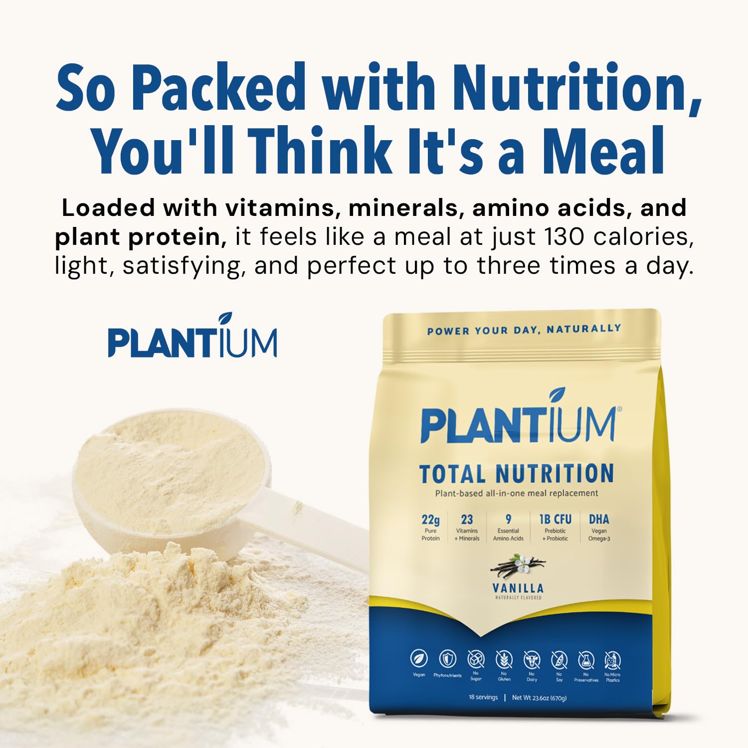 AMAXI Plantium vitamins and minerals panel on packaging promoting balanced nutrition