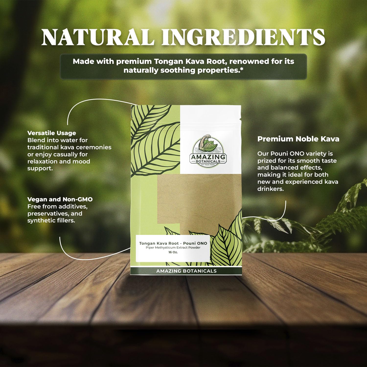 Amazing Botanicals All-natural matured kava powder delivers clean, reliable potency in every scoop