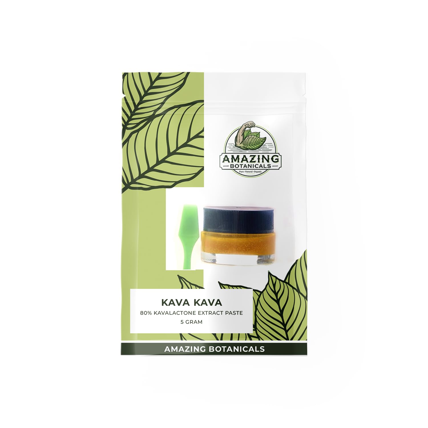 Amazing Botanicals Kava Kavalactone Paste label closeup shows high-potency formula.
