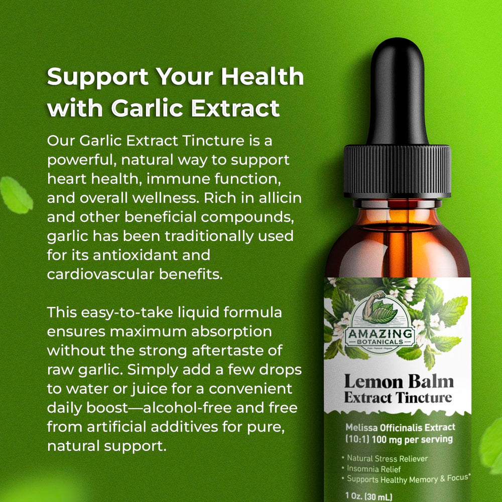 Amazing Botanicals Lemon Balm tincture dropper ready for dosing