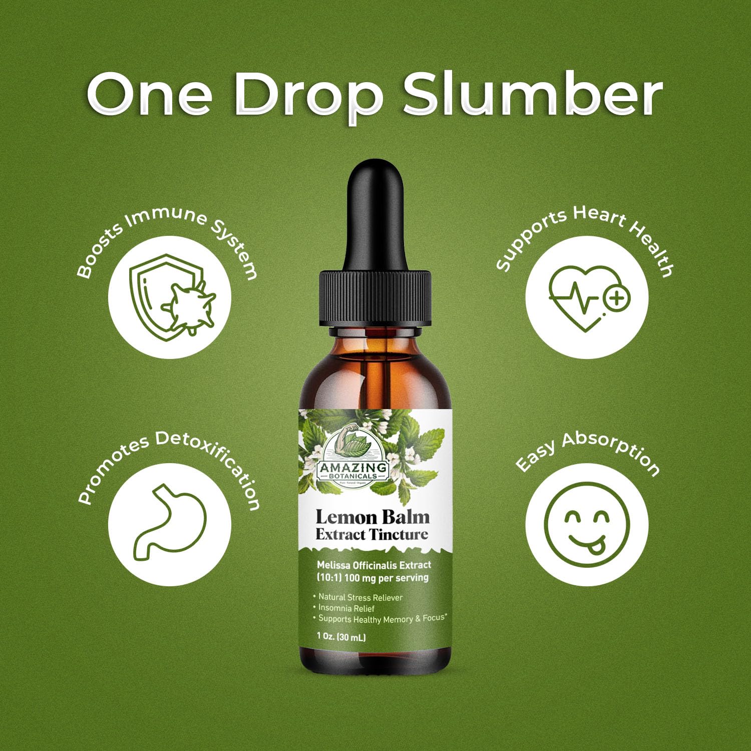 Amazing Botanicals Lemon Balm tincture aiding relaxation in a calm setting