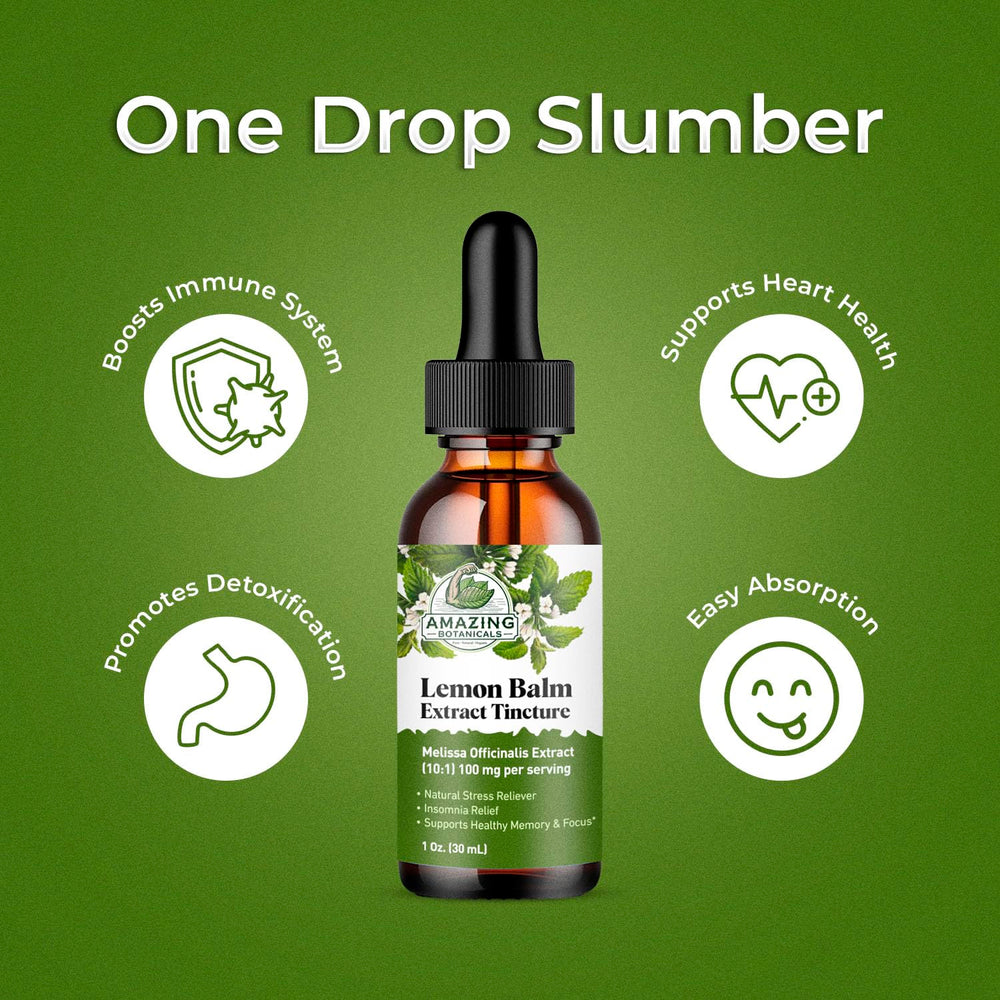 Amazing Botanicals Lemon Balm tincture aiding relaxation in a calm setting
