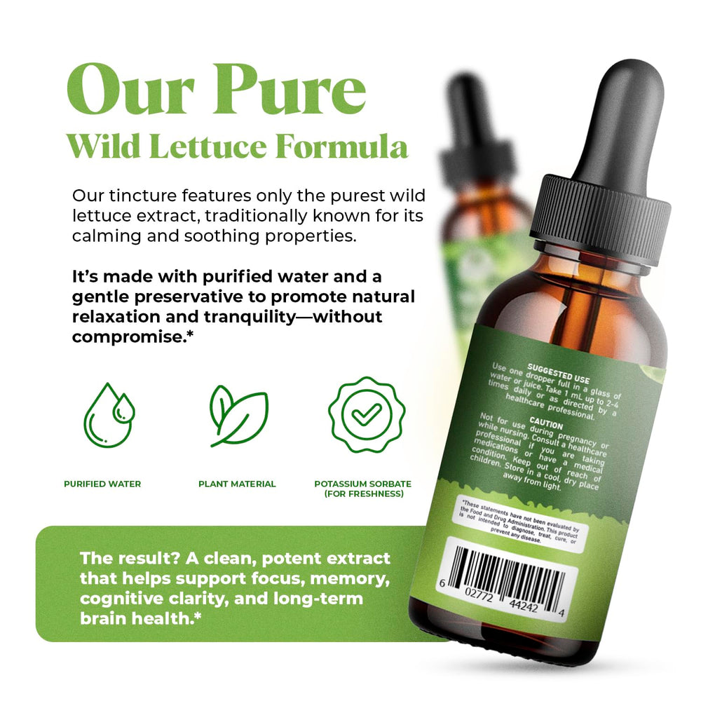 Amazing Botanicals organic wild lettuce extract bottle highlights certified organic sourcing.