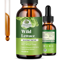 Amazing Botanicals wild lettuce 10x extract bottle showcases pure tincture for daily use.