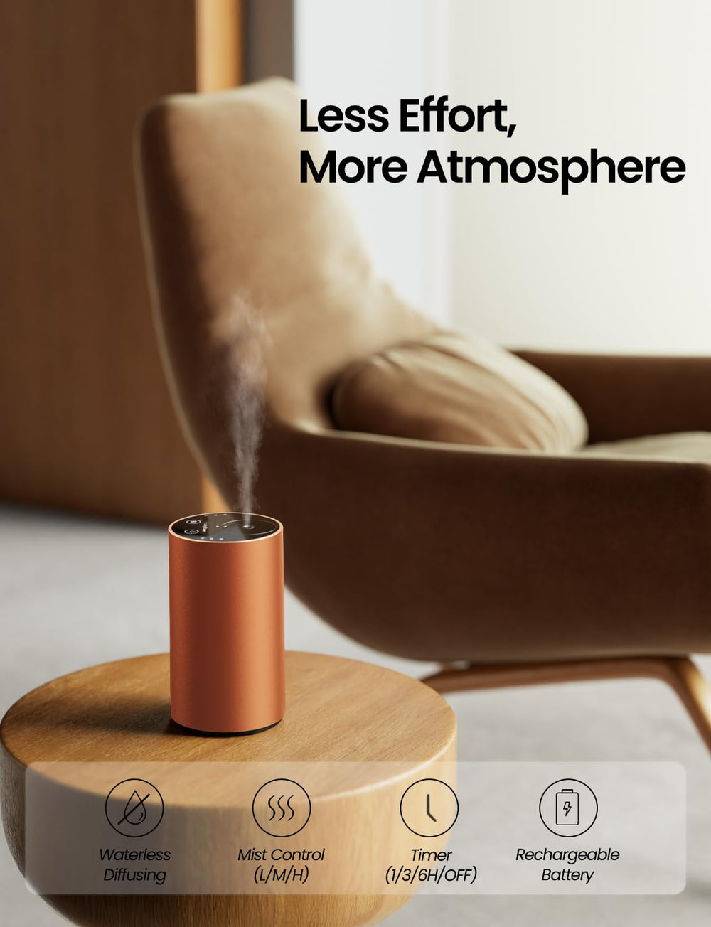 AMAZING FLOWER waterless diffuser cosmic orange side view, heat-free diffusion