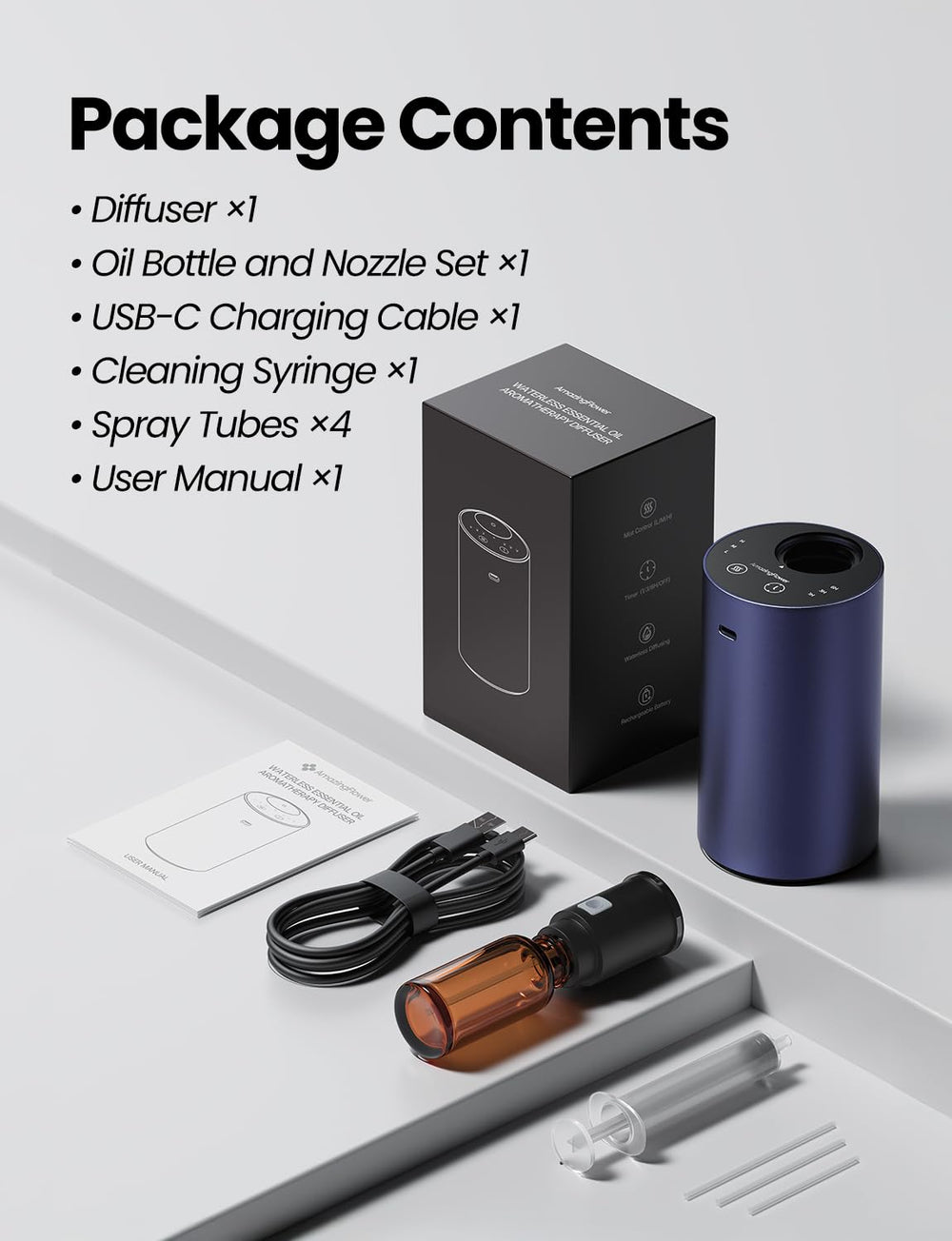 AMAZING FLOWER waterless diffuser includes leak-prevention seal for mess-free setup
