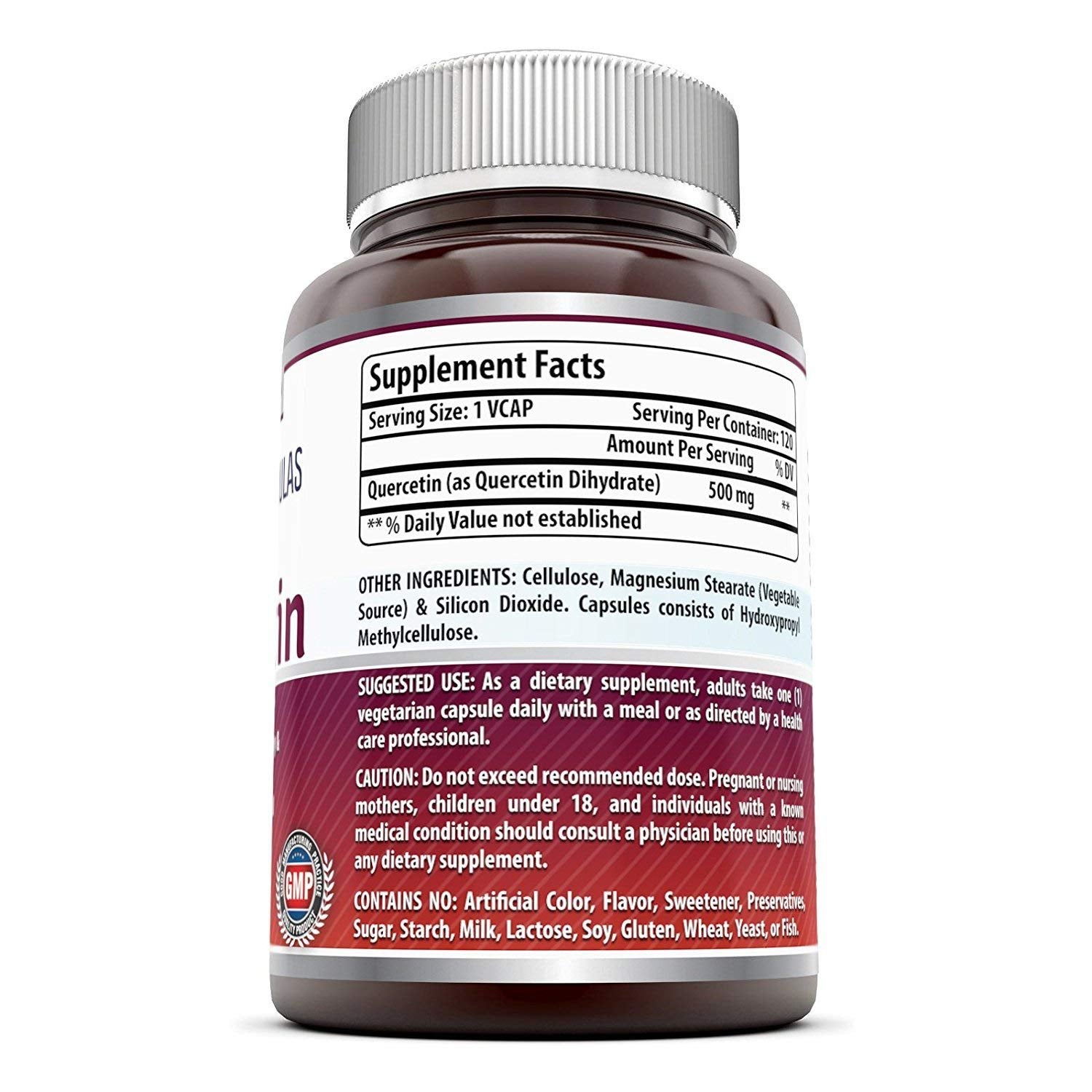 Amazing Formulas Quercetin 500 Mg veggie capsules arranged for daily use.