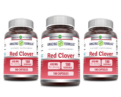 Amazing Formulas Red Clover capsules in bottle, gluten-free and non-GMO.