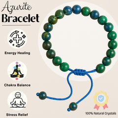 Amazing Gemstone 8mm azurite beads with natural texture and color variation.
