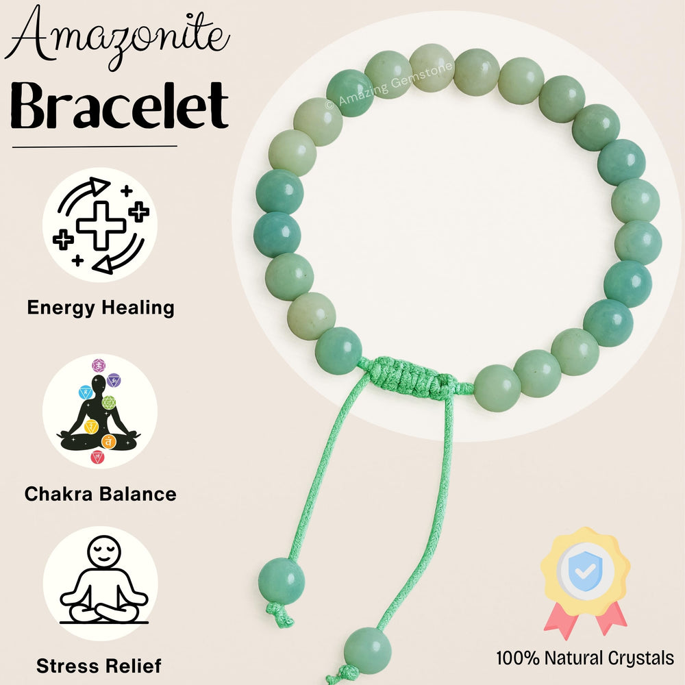 Amazing Gemstone Amazonite Bracelet adjustable clasp demonstrates easy, customizable fit