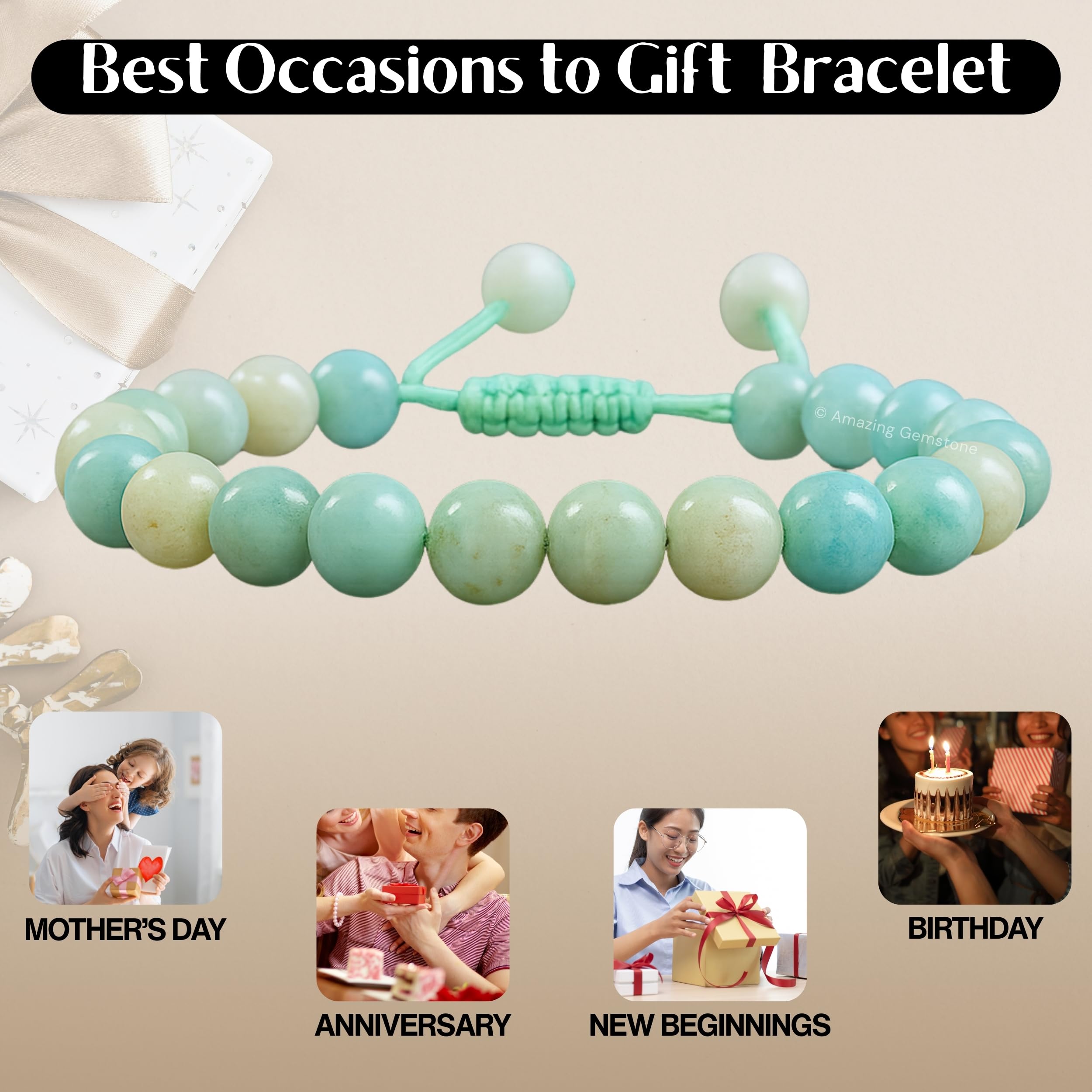 Amazing Gemstone Amazonite Bracelet unisex design suits men and women