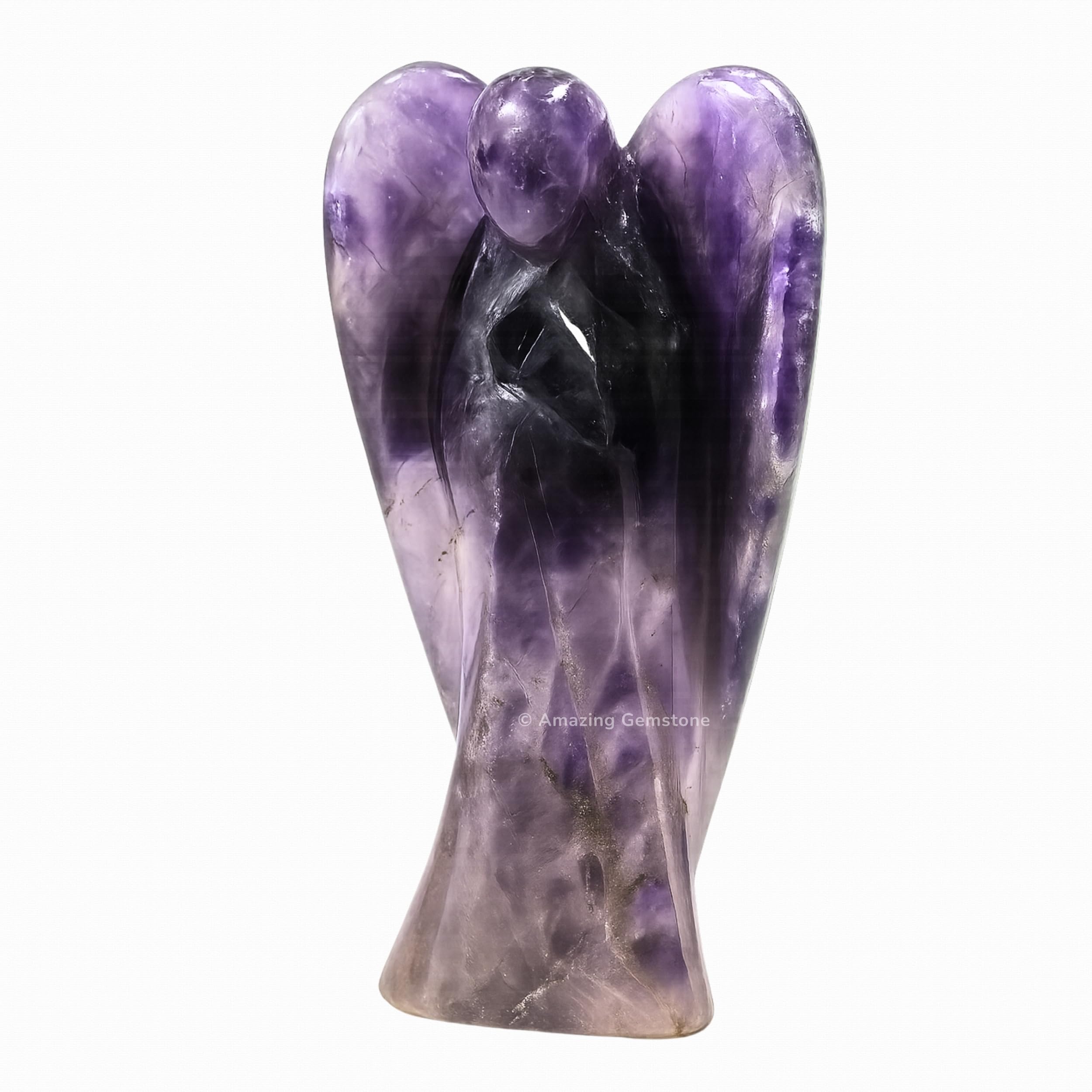 This close-up of the Amazing Gemstone Amethyst Angel highlights faceted amethyst for balance.