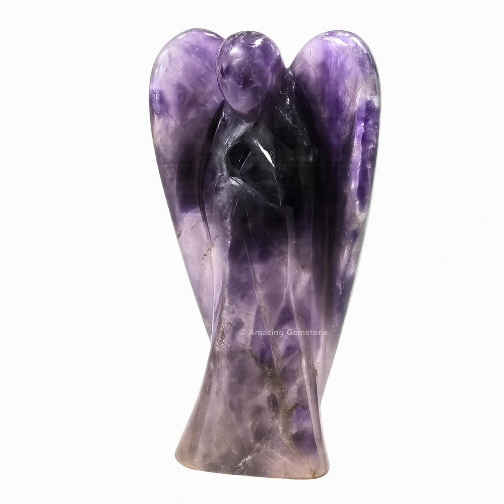 This close-up of the Amazing Gemstone Amethyst Angel highlights faceted amethyst for balance.