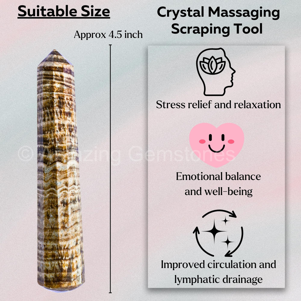 Amazing Gemstone Aragonite Wand in hand for neck and back relief