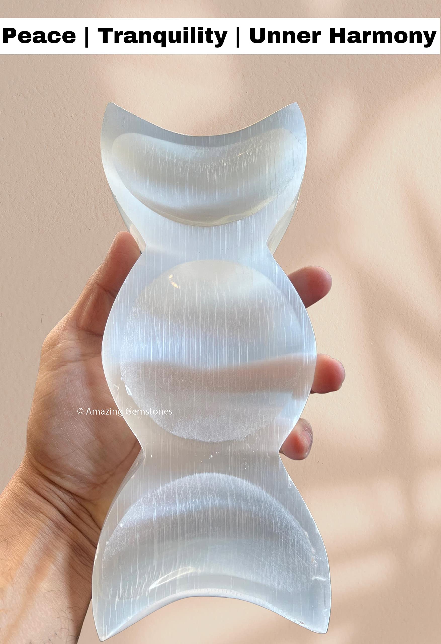 Amazing Gemstone authentic selenite bowl provides a serene display and cleansing ritual