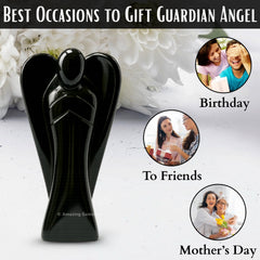 Amazing Gemstone Black Agate Angel pocket guardian for energy and personal space.