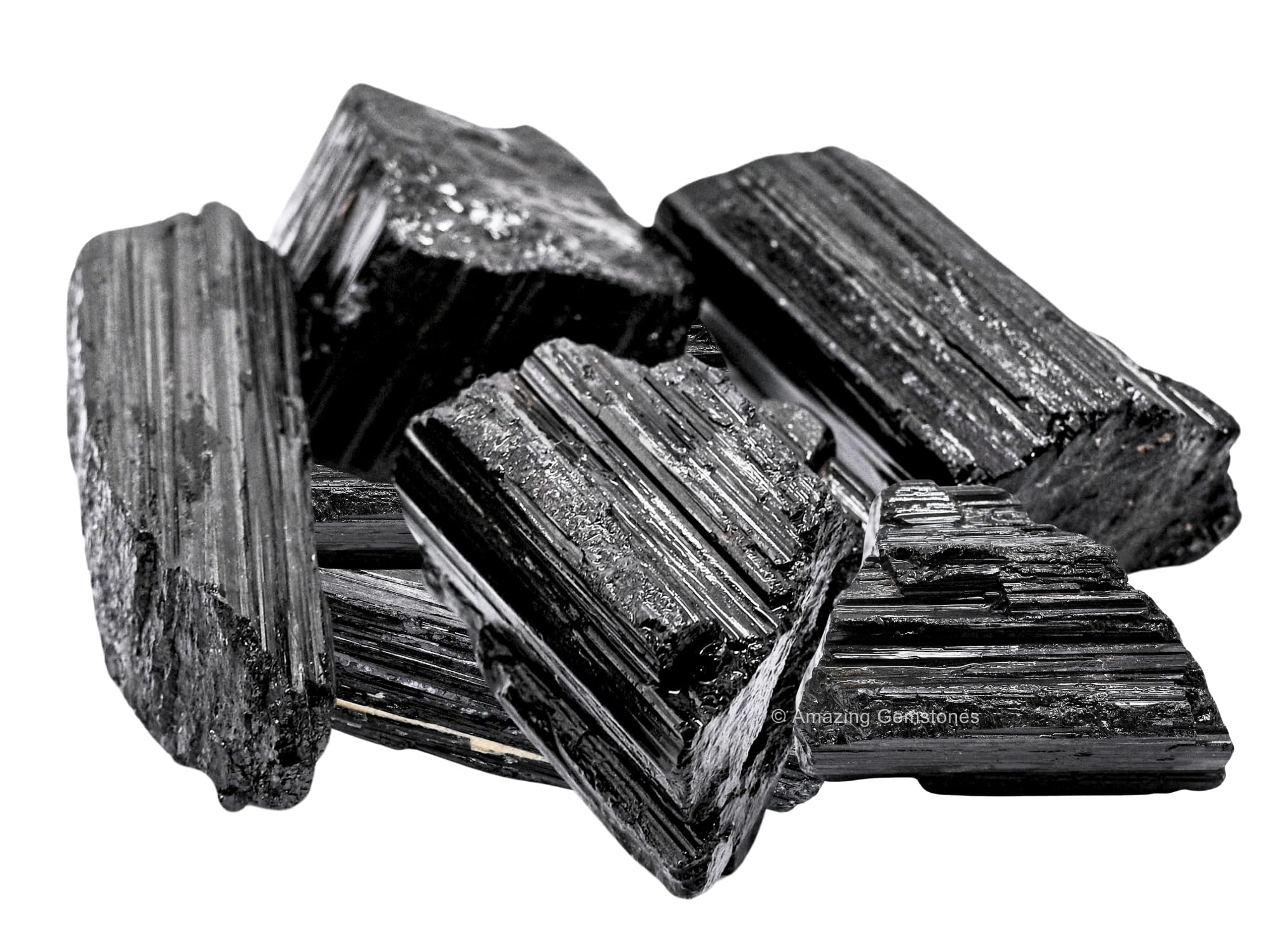 Amazing Gemstone Black Tourmaline crystal rough close-up showing dark facets for shielding vibes.