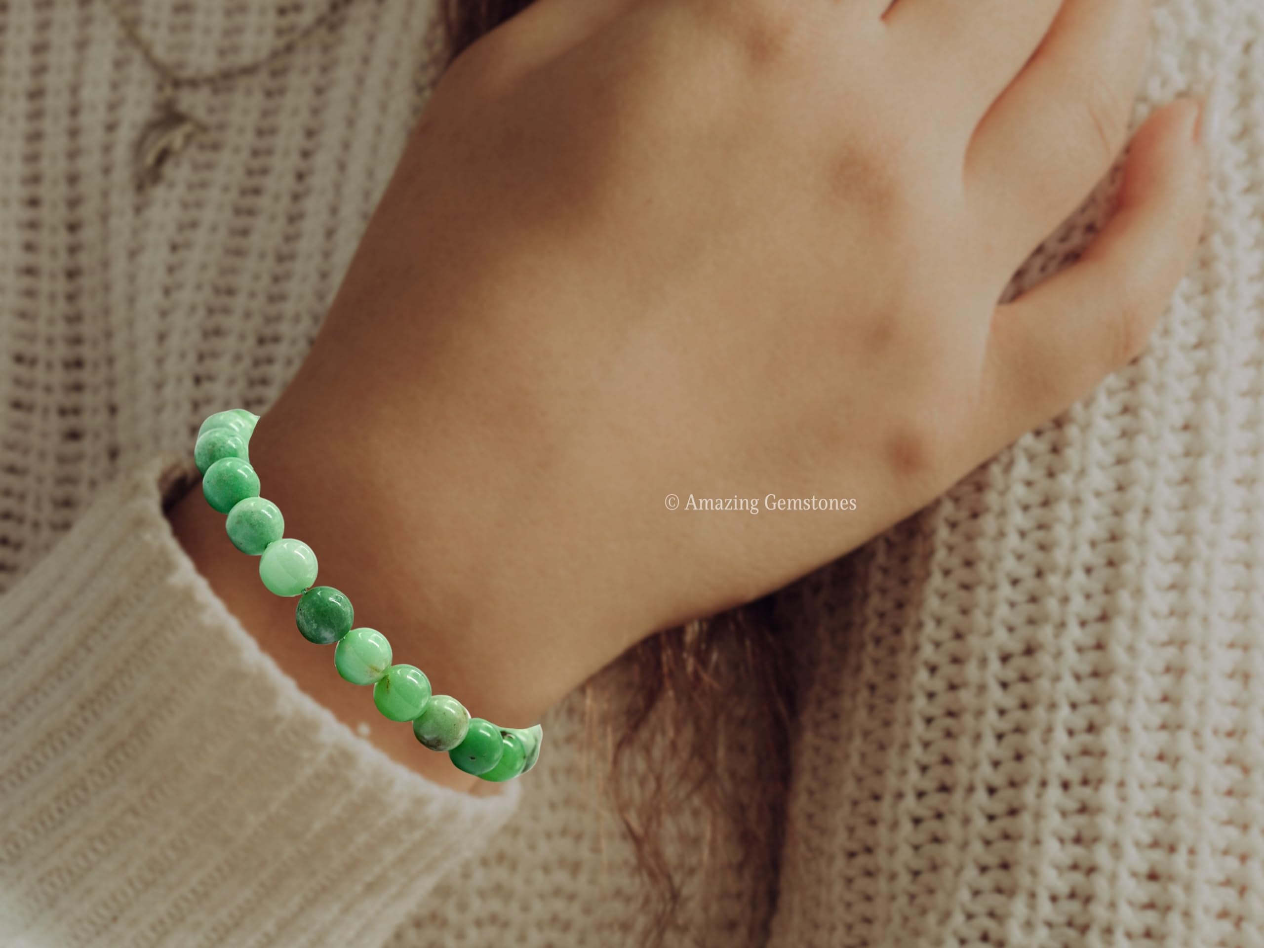 Gift-ready packaging: Amazing Gemstone chrysoprase bracelet in zip bag.