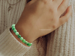 Gift-ready packaging: Amazing Gemstone chrysoprase bracelet in zip bag.