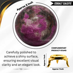 Amazing Gemstone brass stand with cobalt calcite ball for stable display.