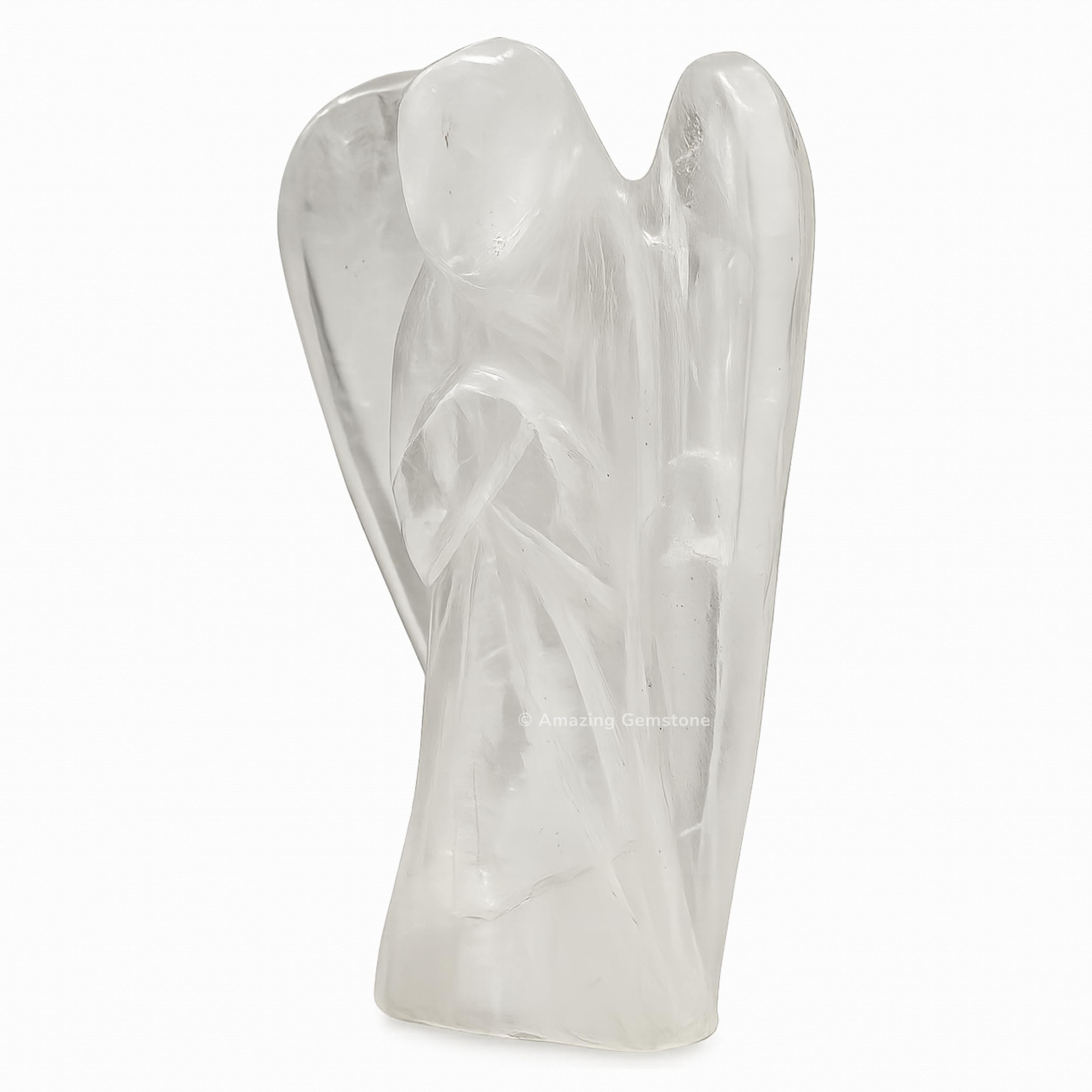 Amazing Gemstone Clear Quartz Angel in hand demonstrates portable guardian energy.
