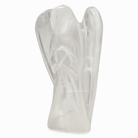 Amazing Gemstone Clear Quartz Angel in hand demonstrates portable guardian energy.