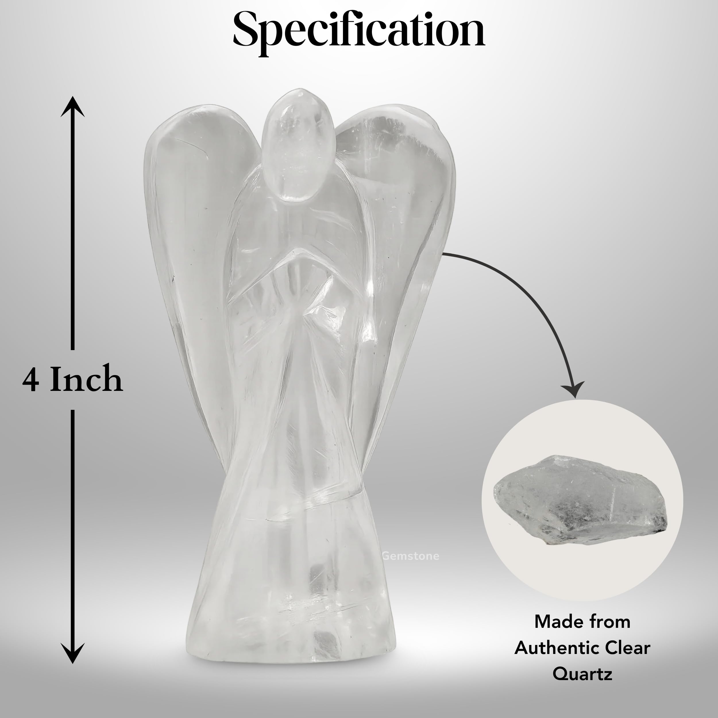 Amazing Gemstone Clear Quartz Angel with velvet pouch ready for gifting.