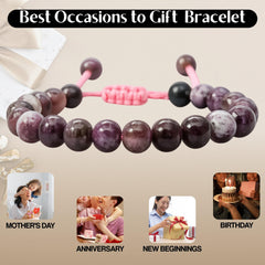 Amazing Gemstone Eudialyte bracelet 8mm beads close-up detail.