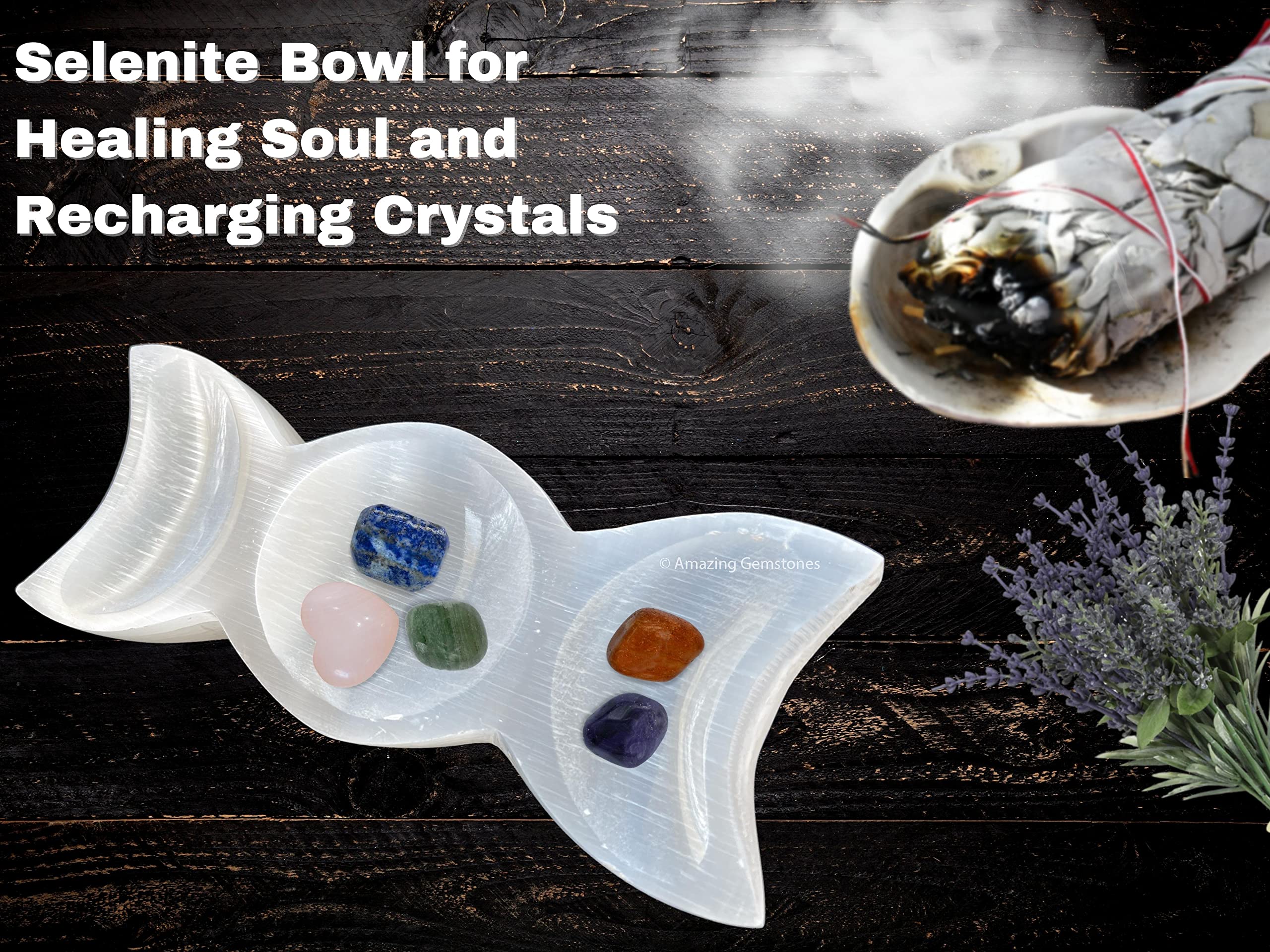 Amazing Gemstone gift selenite bowl ideal for meditation spaces and energy balance