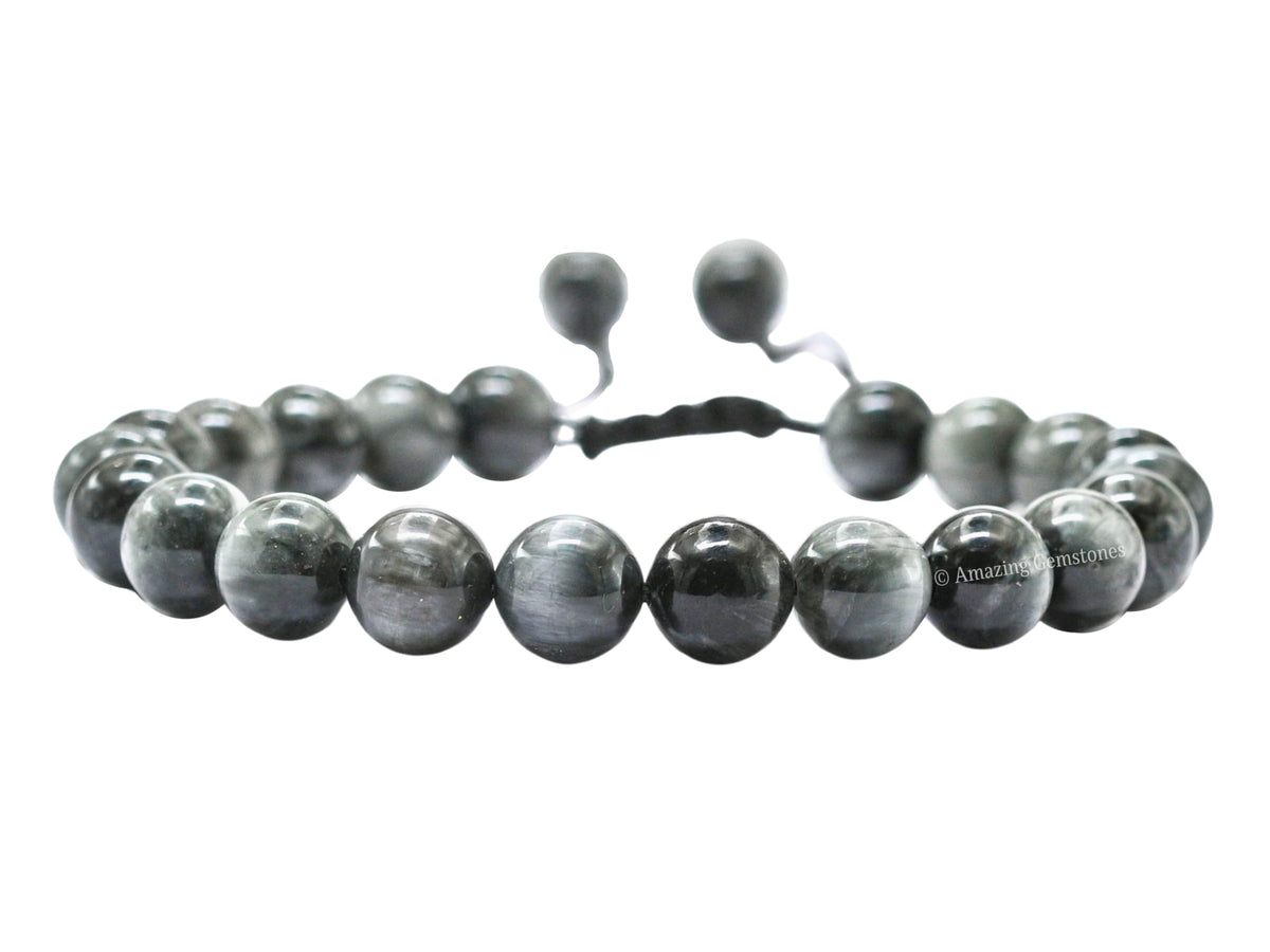 Amazing Gemstone Grey Cats Eye Bracelet on wrist for everyday grounding.