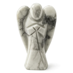 Amazing Gemstone Howlite Angel closeup showing pale veining and calm texture