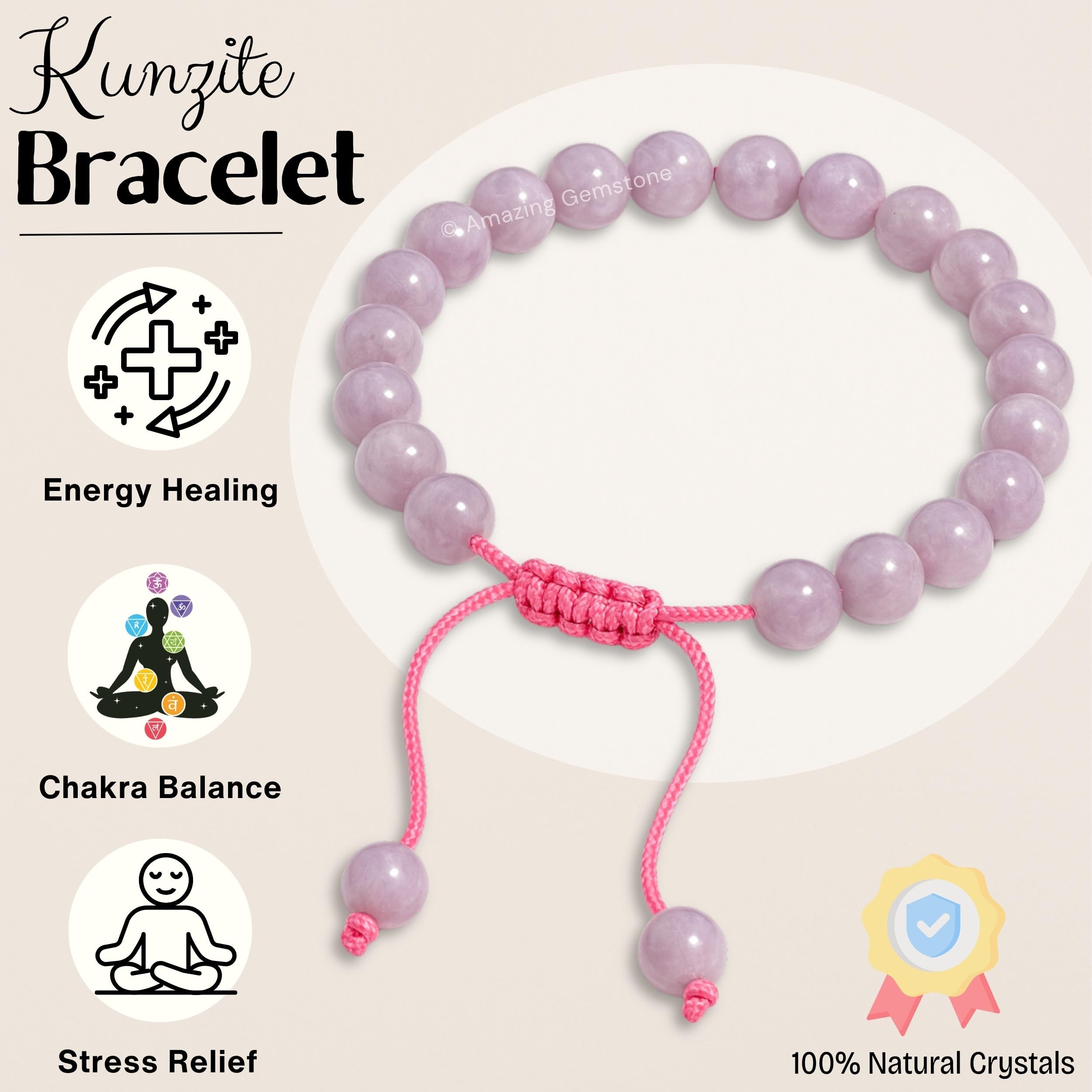 Amazing Gemstone Kunzite Bracelet packaging in zip bag ready for gifting