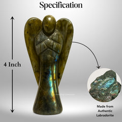 Amazing Gemstone Labradorite Angel in velvet pouch emphasizes thoughtful gift packaging