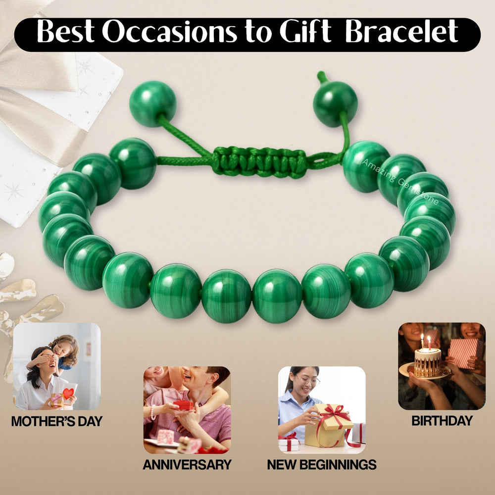 Amazing Gemstone Malachite Bracelet grounding use for calm focus during routines.