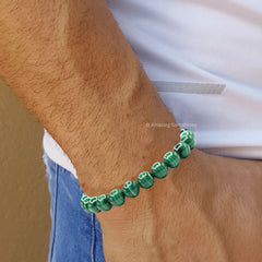 Amazing Gemstone Malachite Bracelet packaging in a zip bag for gifting.