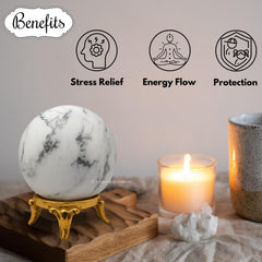 Amazing Gemstone Howlite ball for meditation and focus