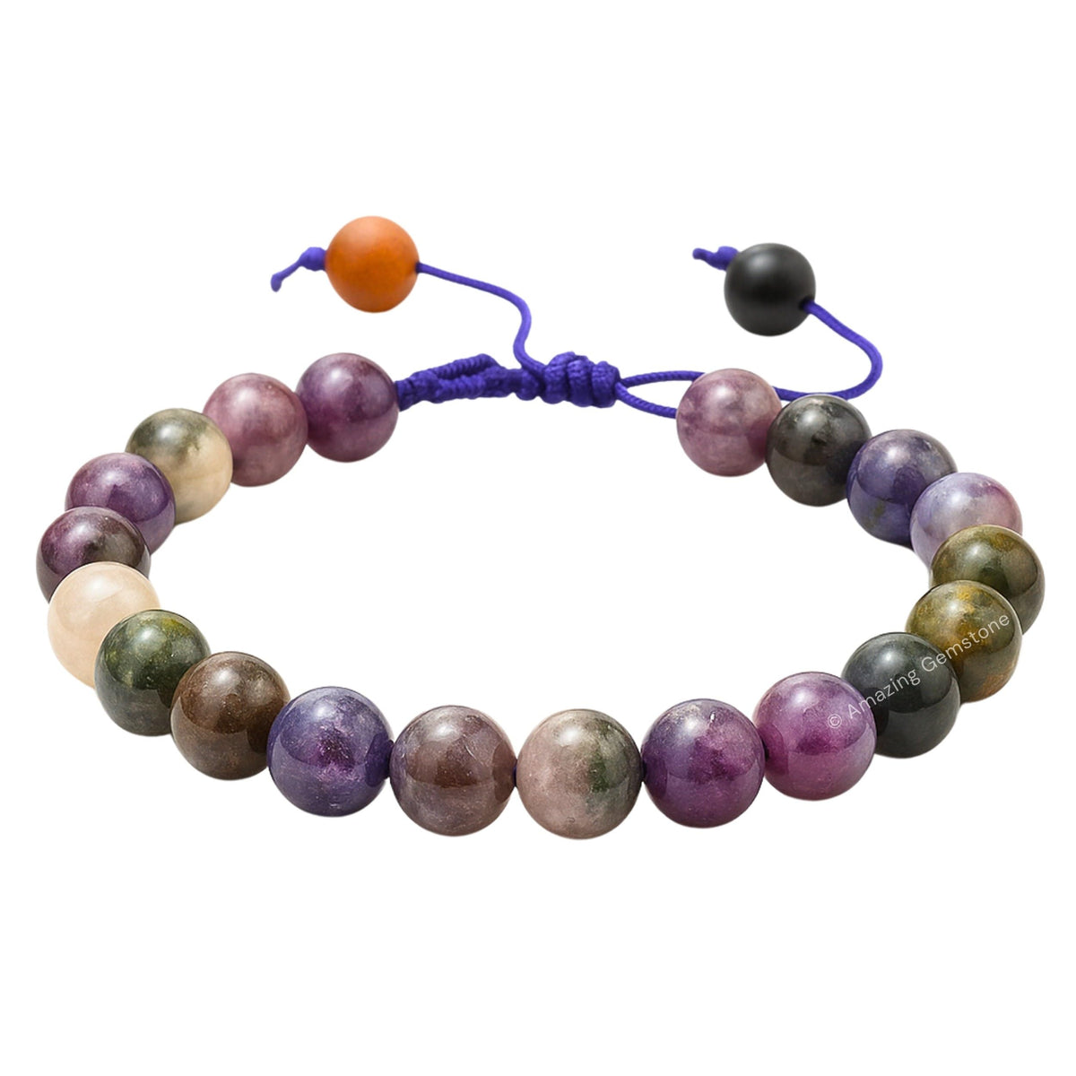 Amazing Gemstone multi tourmaline bracelet close-up of 8mm beads for everyday grounding.