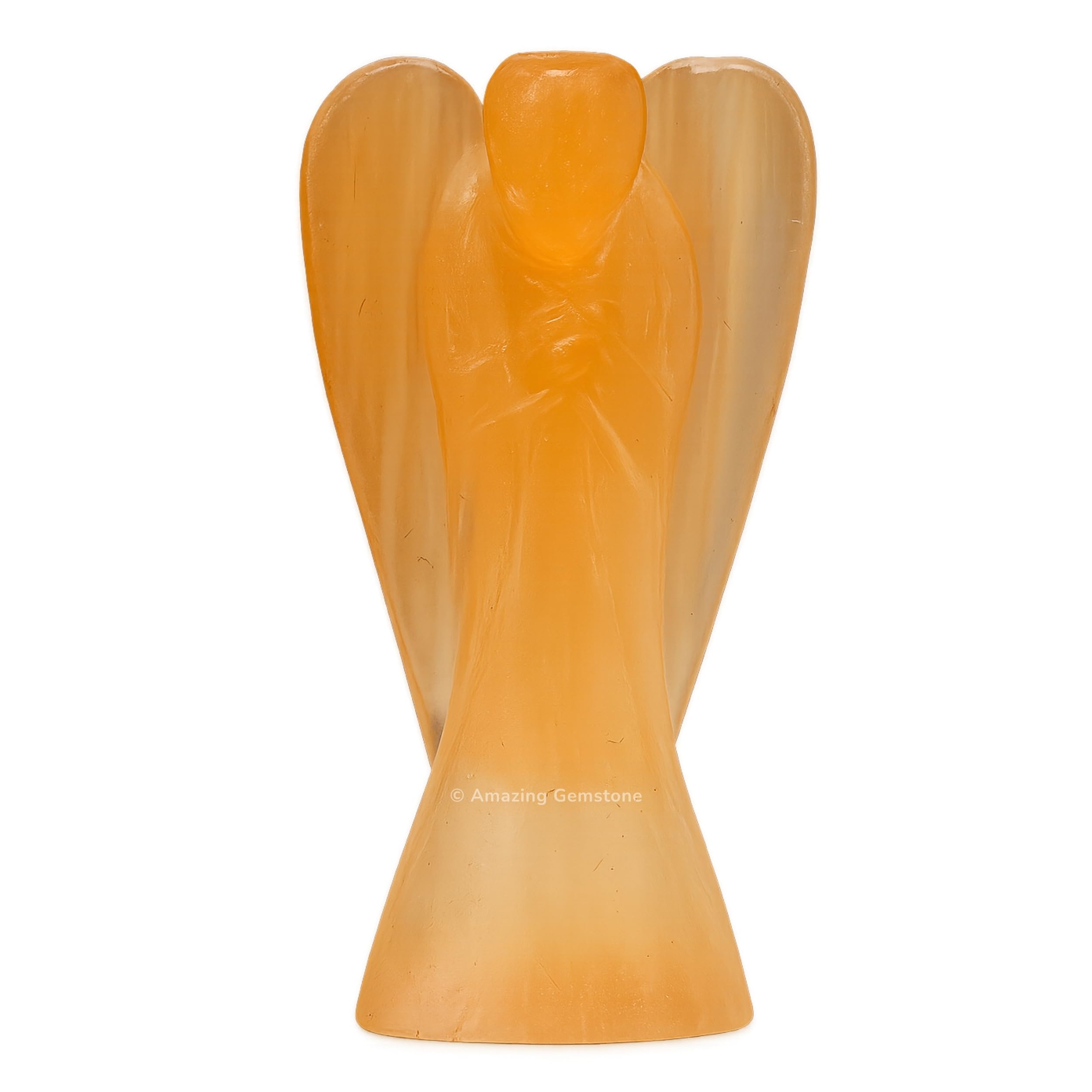 Amazing Gemstone Orange Selenite Angel 4in glows softly for energy and protection.