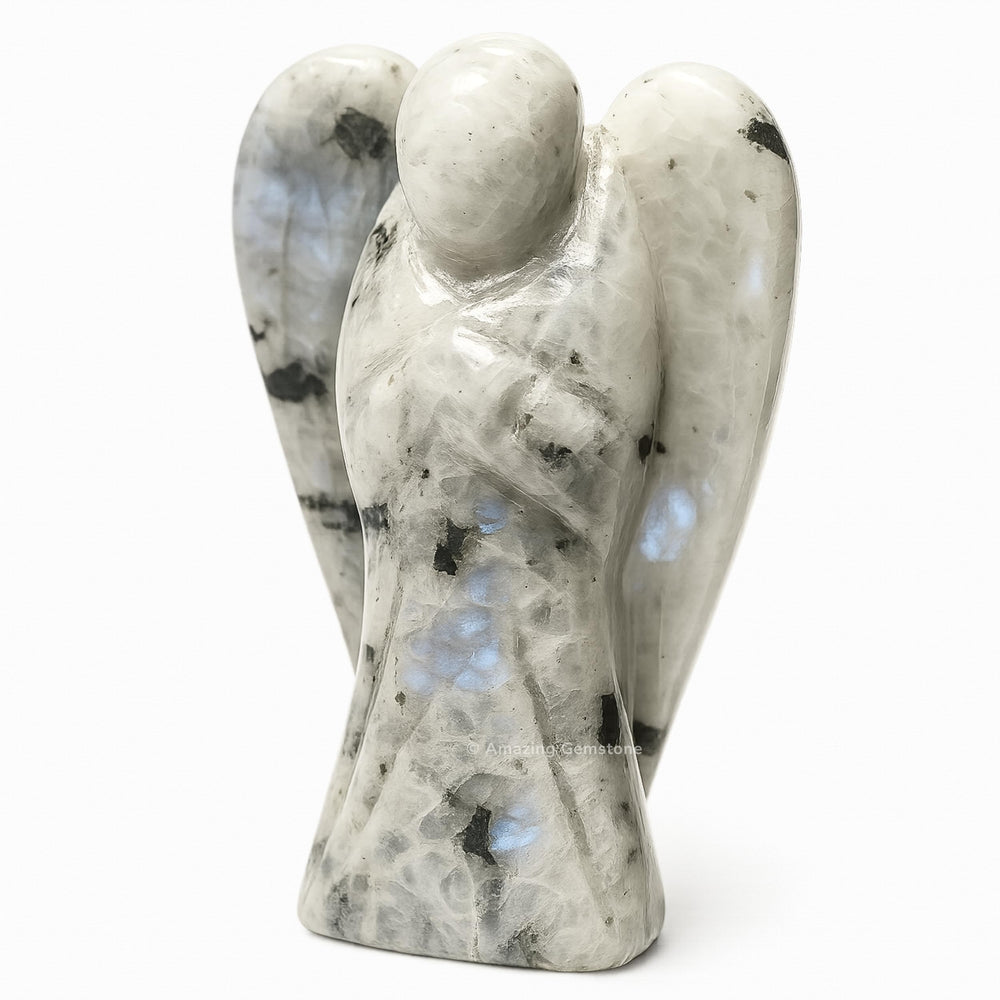 Rainbow Moonstone Crystal Angel by Amazing Gemstone offers calm energy.