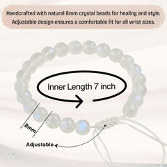 Amazing Gemstone Rainbow Moonstone bracelet beads detail showing authentic stones.