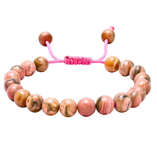 Amazing Gemstone Rhodochrosite bracelet close-up beads for daily wear
