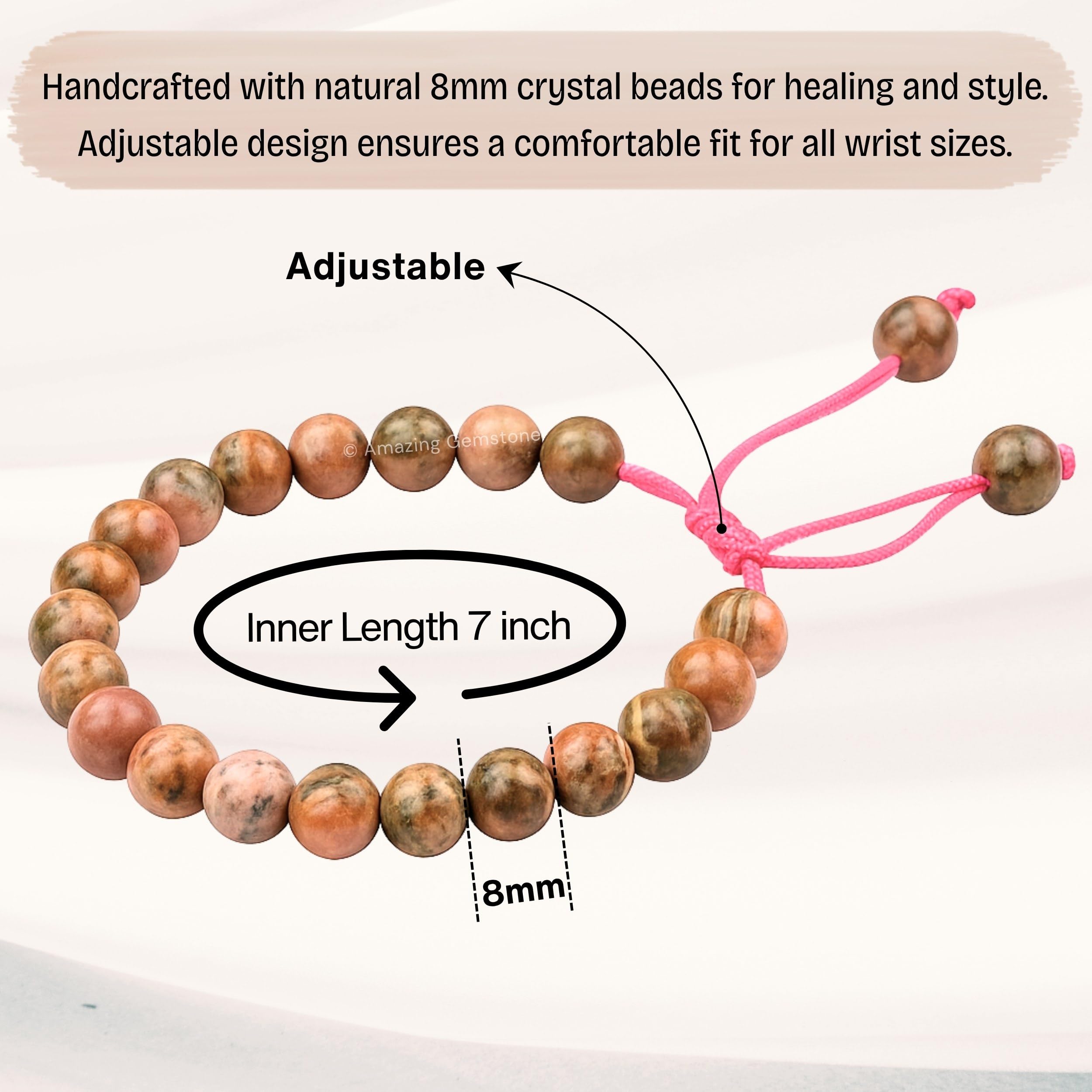 Amazing Gemstone Rhodochrosite bracelet unisex design for all genders