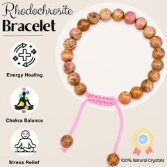 Amazing Gemstone Rhodochrosite bracelet worn on wrist for style