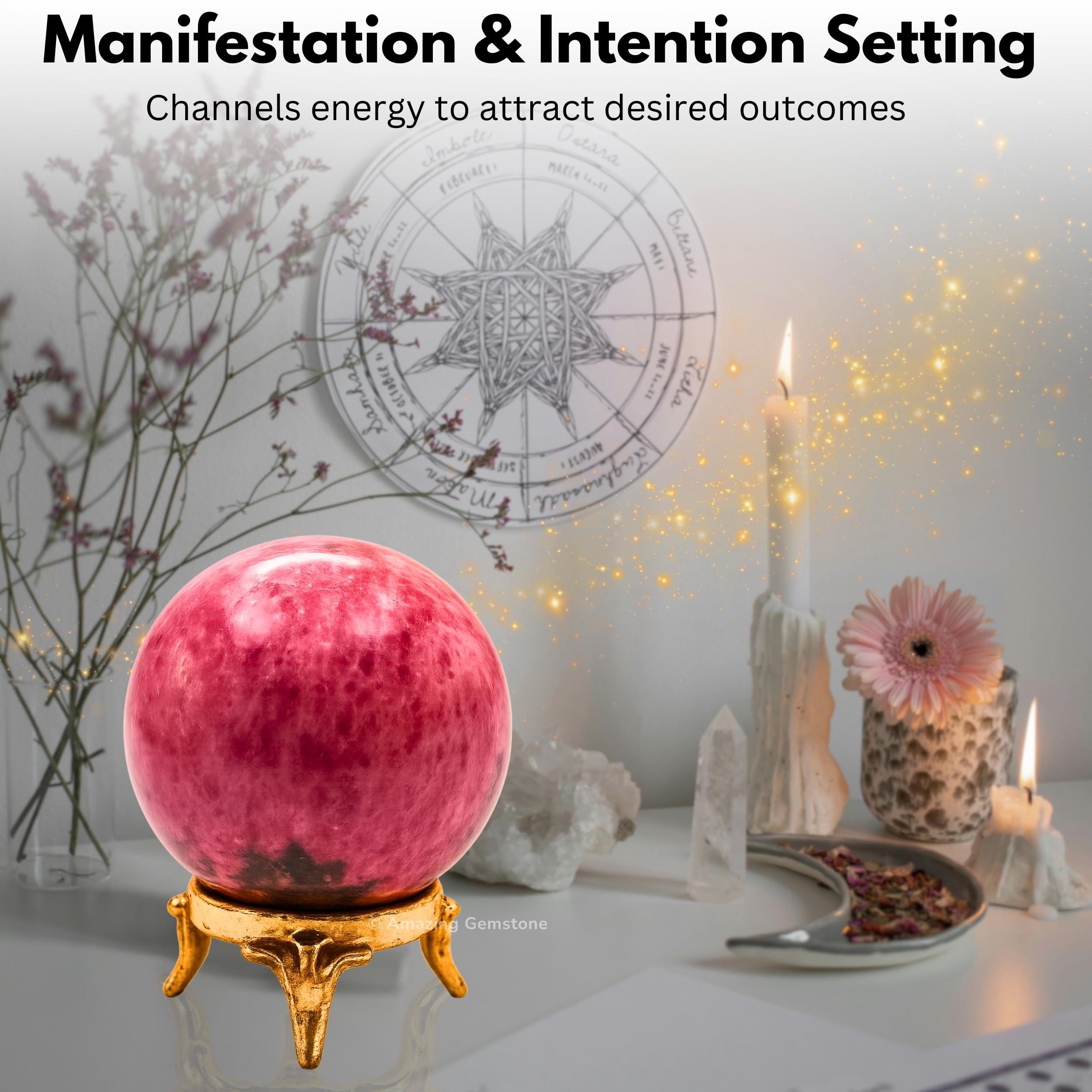 Amazing Gemstone rhodonite crystal ball ready for gifting