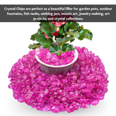 Amazing Gemstone Rose Aura Quartz chips suit plant pots and terrariums beautifully.