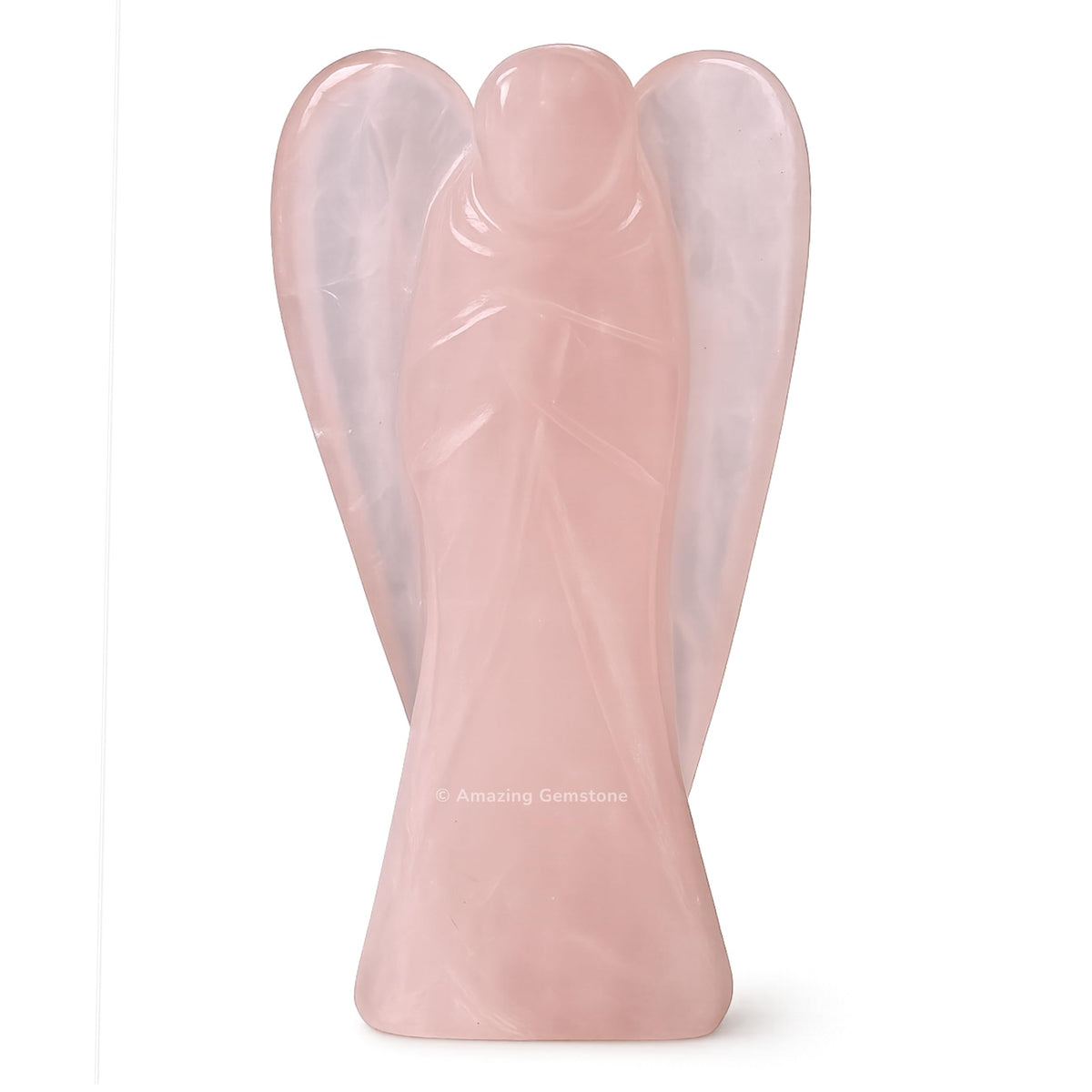 Amazing Gemstone Rose Quartz Angel 4-inch statue guarding calm energy
