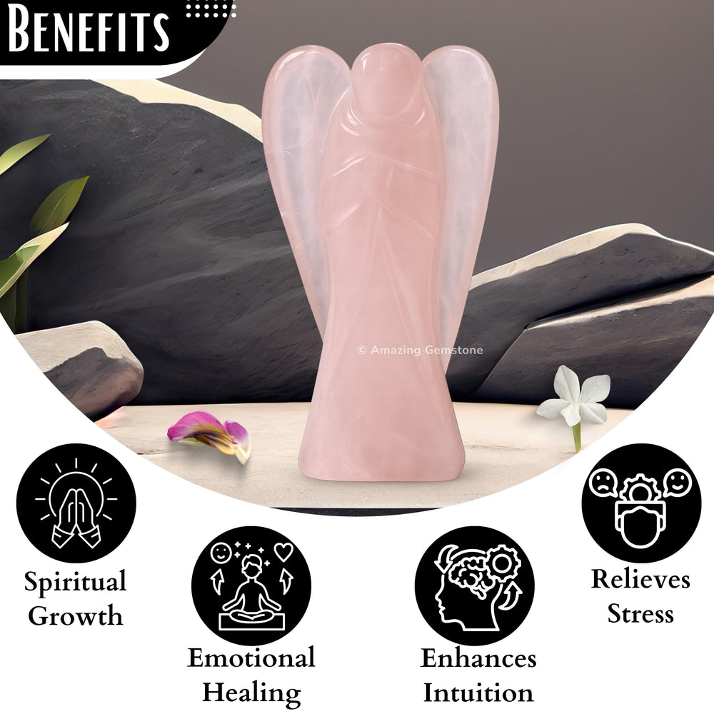 Amazing Gemstone Rose Quartz Angel hands in prayer with protective aura