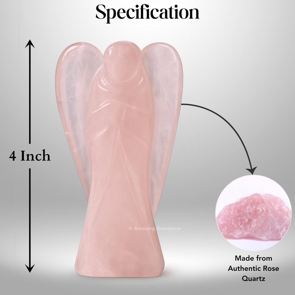 Amazing Gemstone Rose Quartz Angel wrapped in velvet pouch for gifting