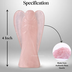 Amazing Gemstone Rose Quartz Angel wrapped in velvet pouch for gifting