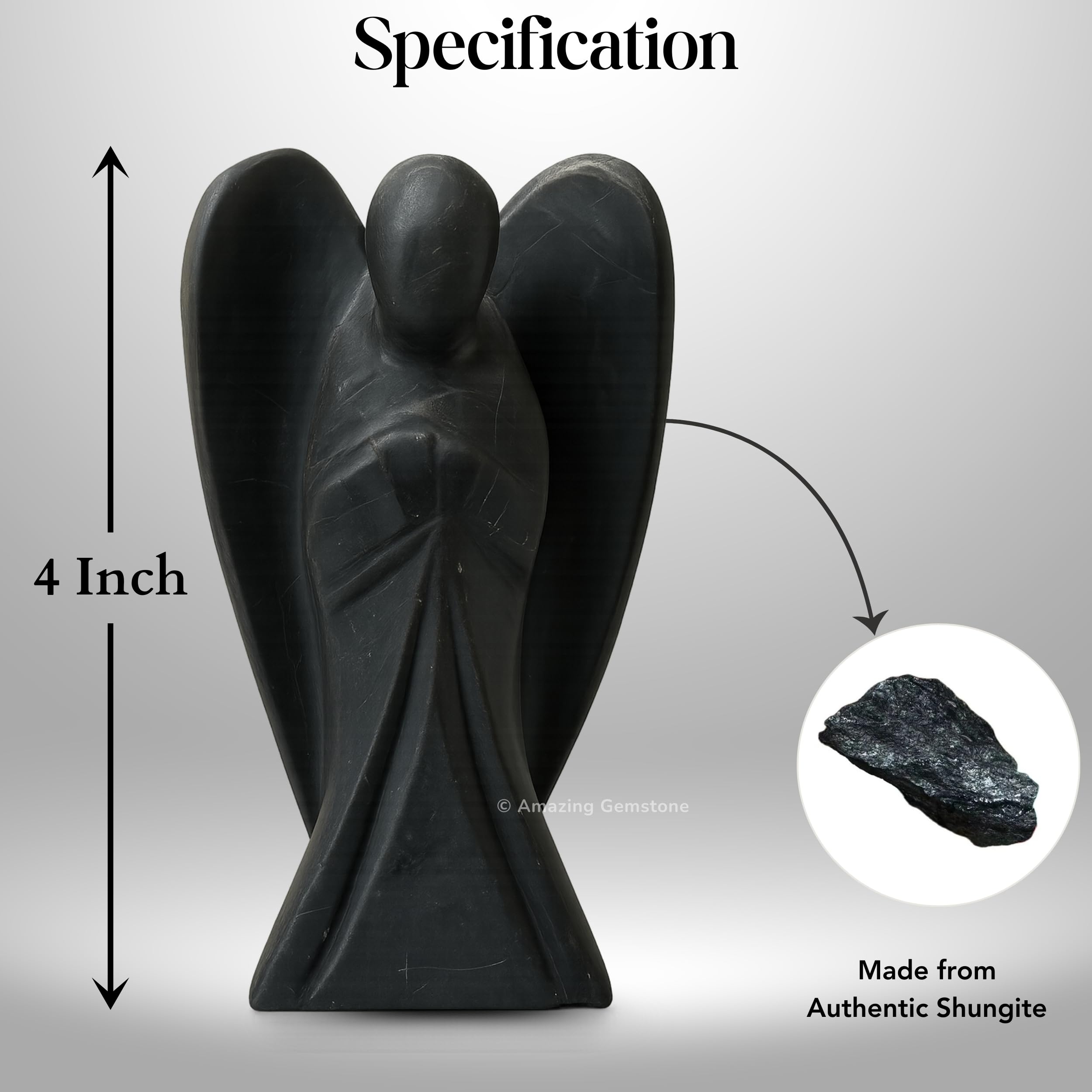 Amazing Gemstone Shungite Angel comes in a velvet pouch, ideal for gifting.